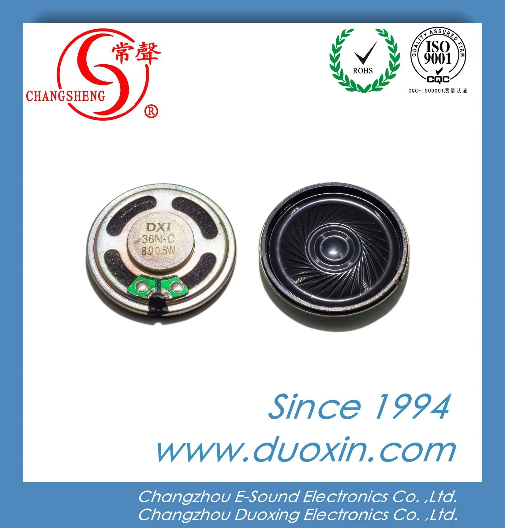 0.25W 8ohm 36mm Mylar Micro Speaker Dxi36n-C for Computer