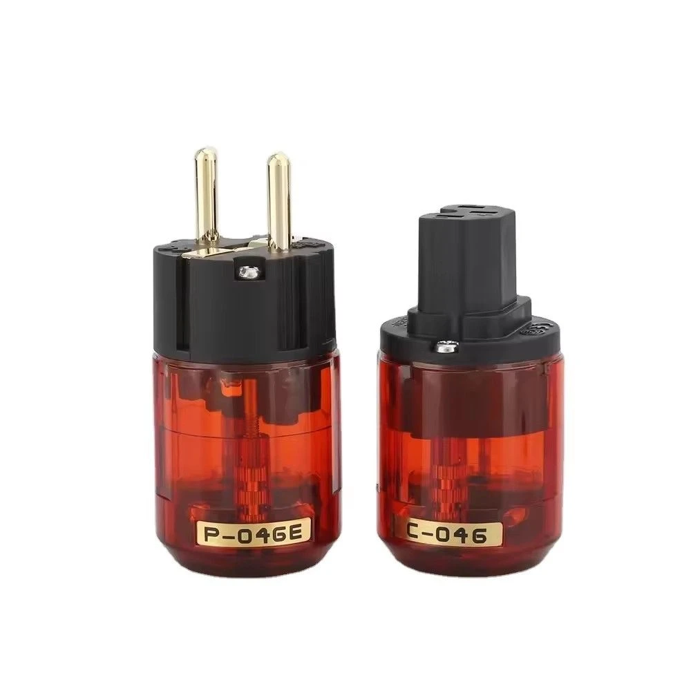 046 European Standard Gold-plated Copper Power Plug for Audio Amplifier Power Head