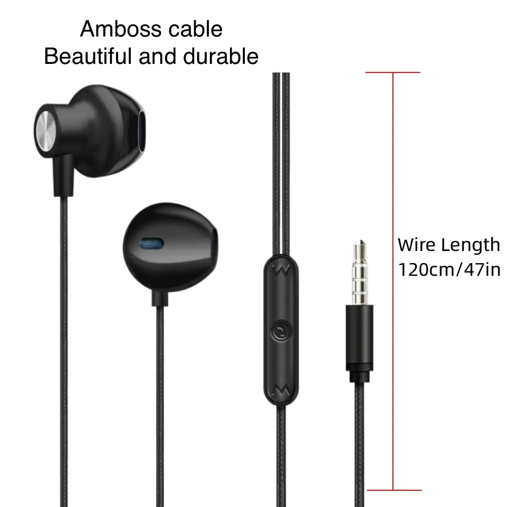 1.2m Earphones Wired 3.5mm with Mic in-Ear Stereo Headphone Earbuds Js07