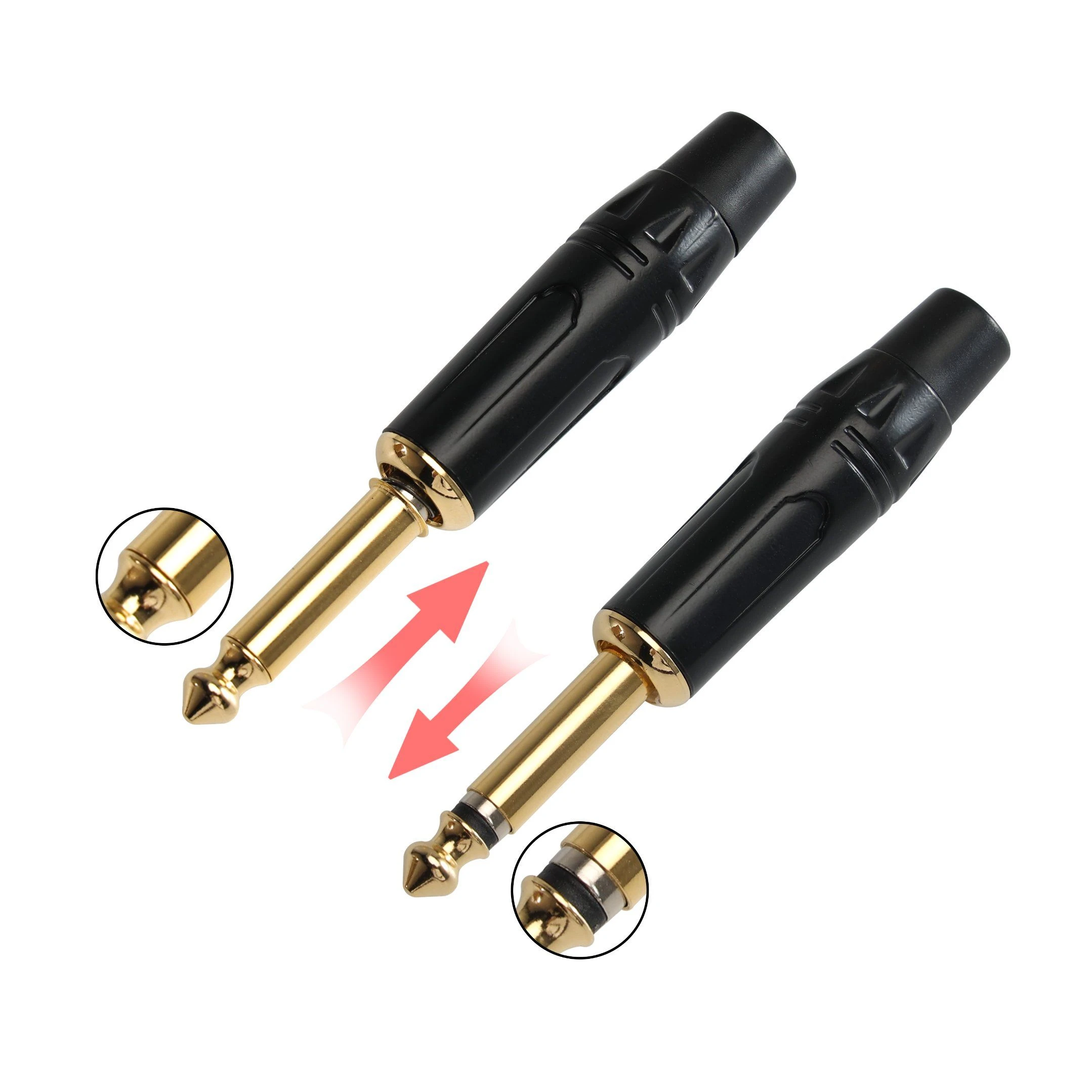 1/4 6.35mm Audio Mute Silent Mono Ts Guitar Plug Jack Connector