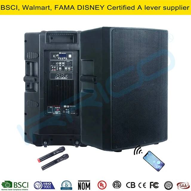1000W Active 18″Subwoofer Professional Audio Wireless PA Speaker System Outdoor DJ 2way Sound Box Wireless Microphone
