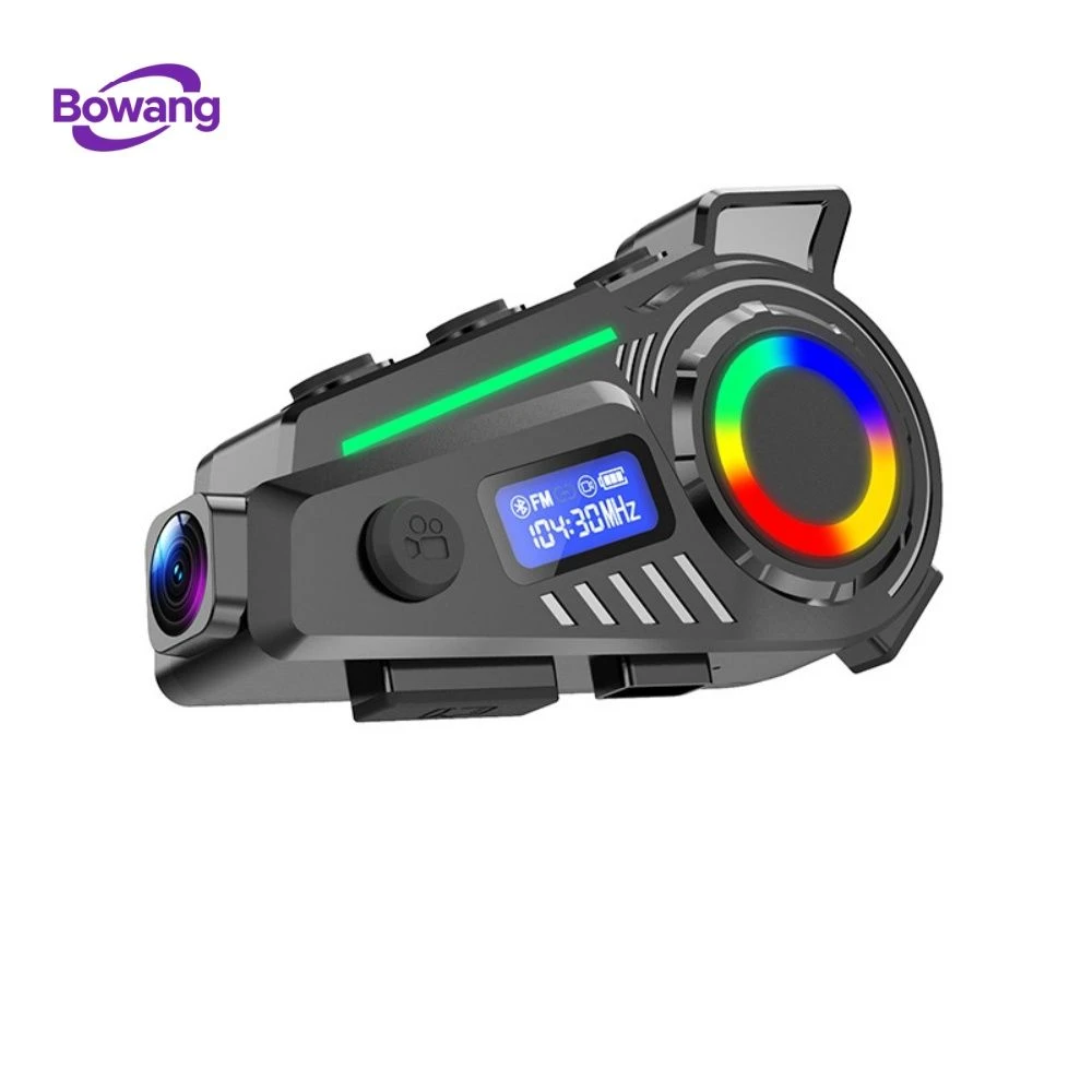 1080P RGB Motorbike Helmet Headphone Bluetooth 5.4 DVR GPS FM Video Recorder