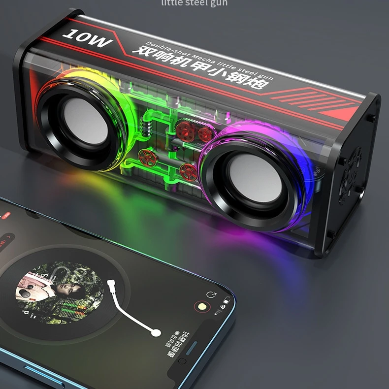 10W Mecha Bluetooth Speaker with Long Battery Life Dual Speaker Bluetooth Speaker