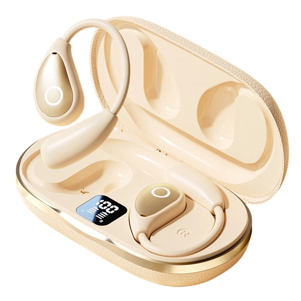 144 Languages Translator Bluetooth-Compatible Earphones Open Ear Ai Translation Earbuds Headphones with Leather Coated Charging Case