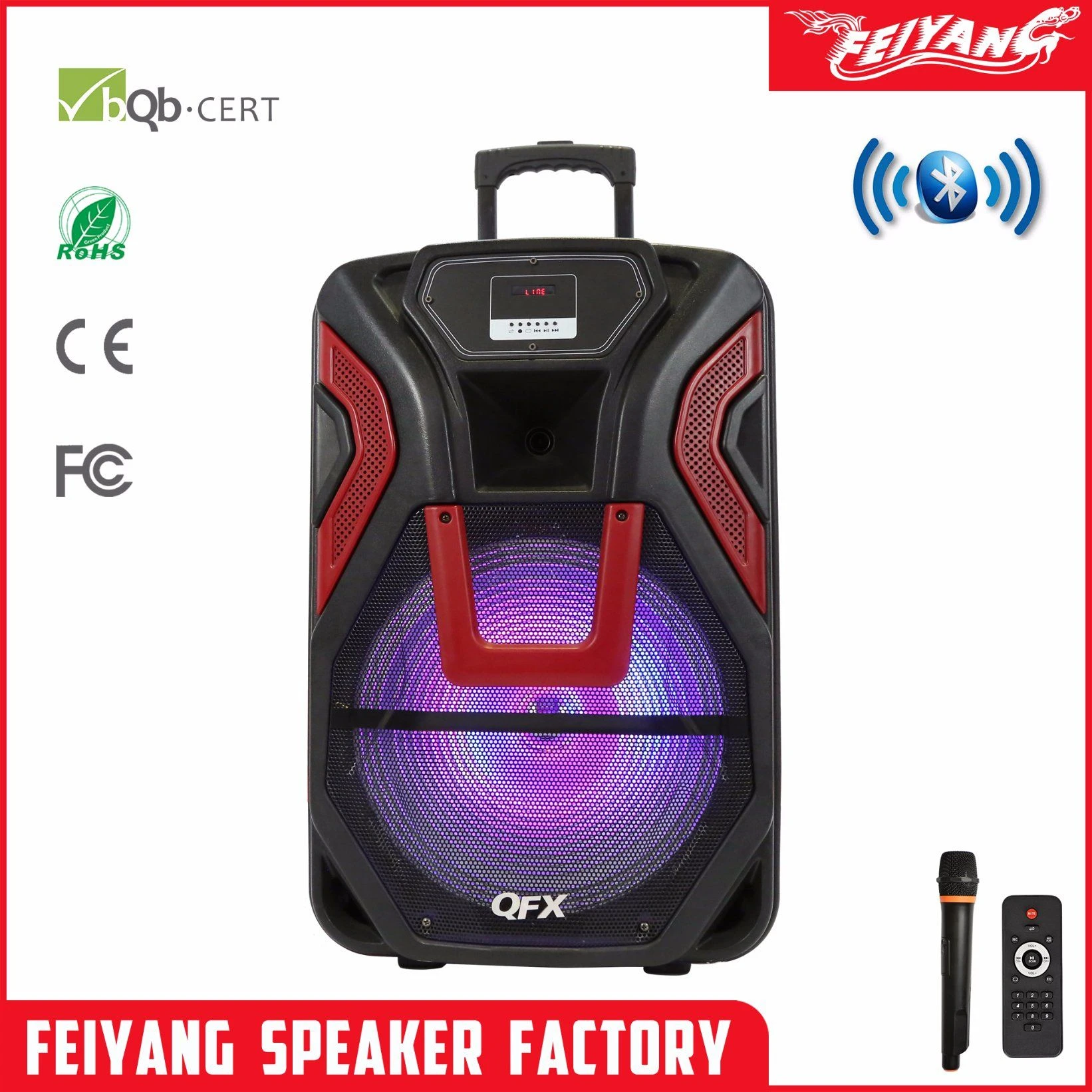 15 Inch Trolley Portable Rechargeable Bluetooth Speaker F15-03