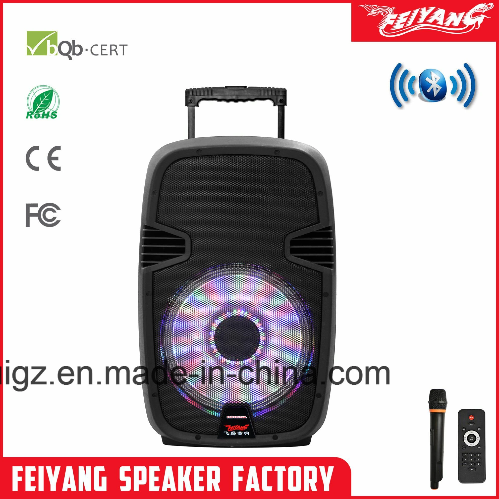 15″ PA System Outdoors Party Colorful Rechargeable Powerful Bluetooth Trolley Speaker F23