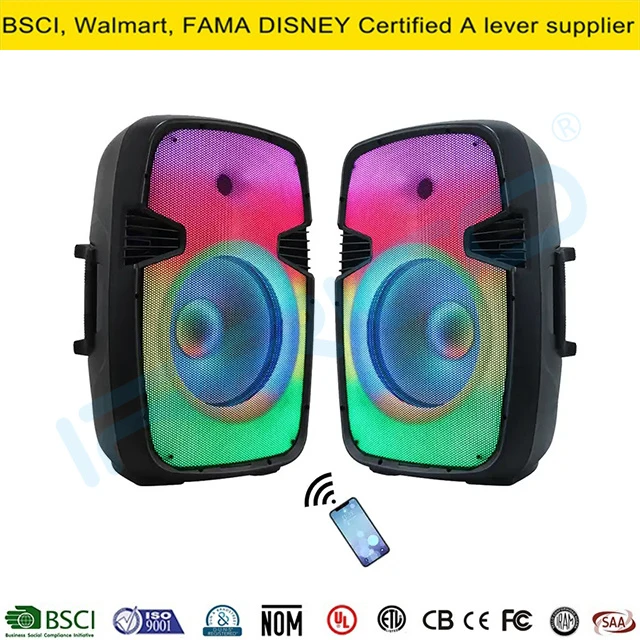15inch 80W RMS Portable Bluetooth Speaker Battery Flame Fashionable Light Bocina Parlant