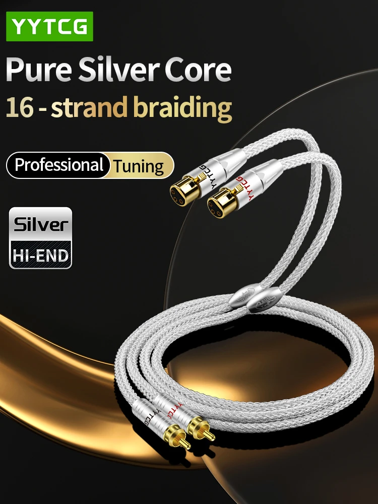 16-Strand Pure Silver 24K Gold-Plated RCA & XLR Connectors Hi-Fi Audio Cable Professional Tuning for Amplifiers, CD Players & Mixers