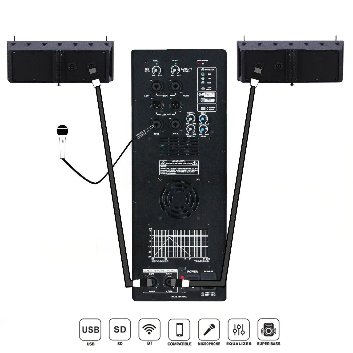 18inch Active Subwoofer Bluetooth DSP HiFi Professional Audio Line Array Speaker Bocina