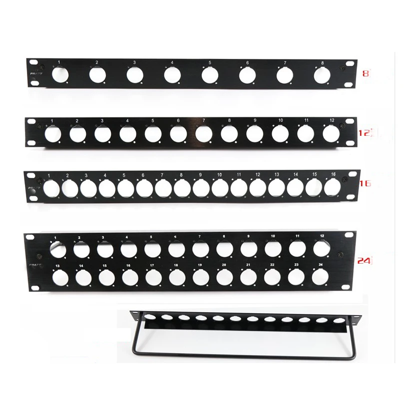 1u 19″ Empty Audio Rack Panel XLR Patch Panel with Cable Bar