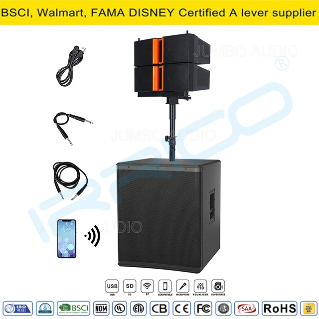 2, 400W 18inch 1.1 Professional Audio Stage Concert Sound System Line Array Speaker for Church Bocina Parlant