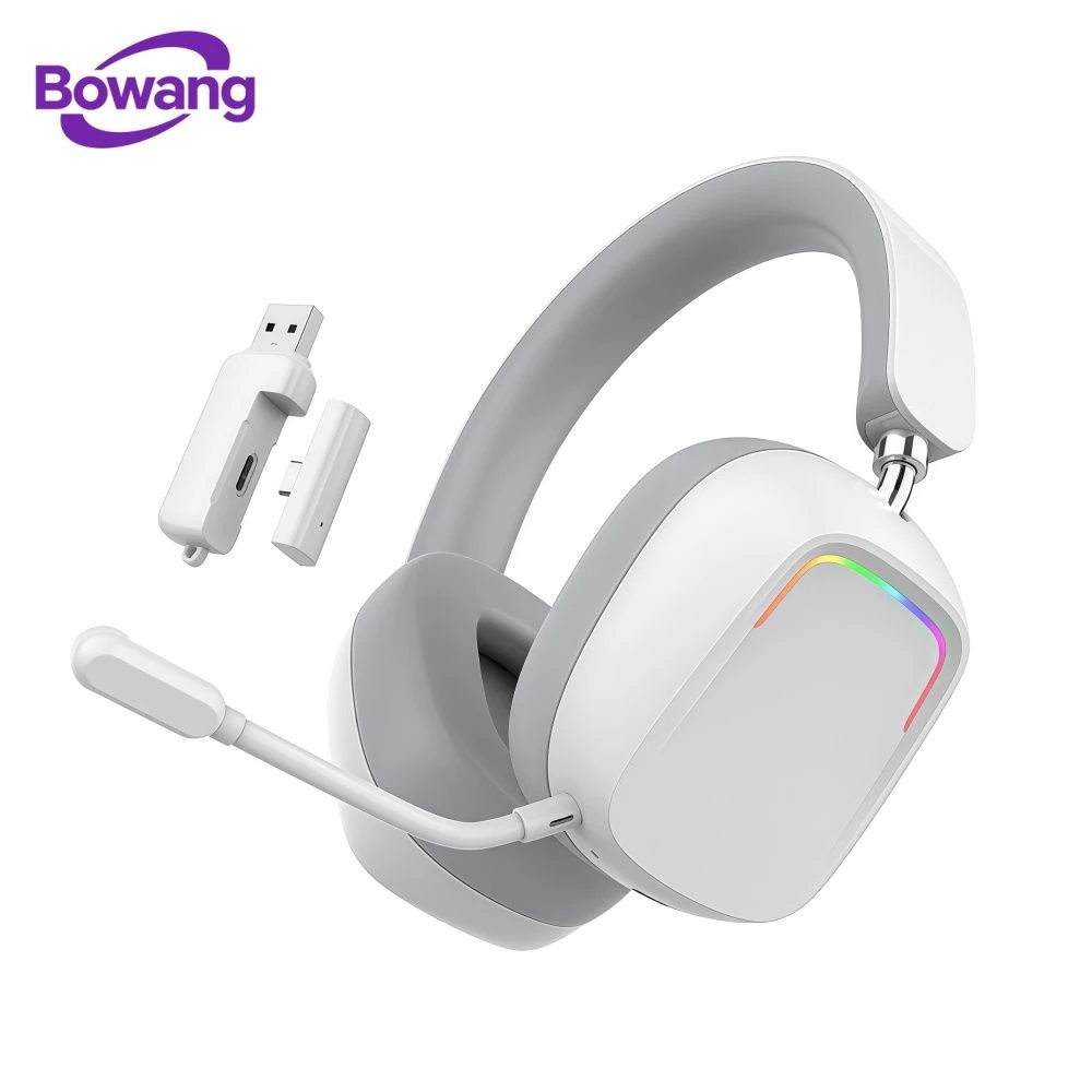 2.4G & Bluetooth 3-Mode Wireless Gaming Headset Long Playtime RGB Headphones USB Receiver Detachable Mic for PC Console Mobile