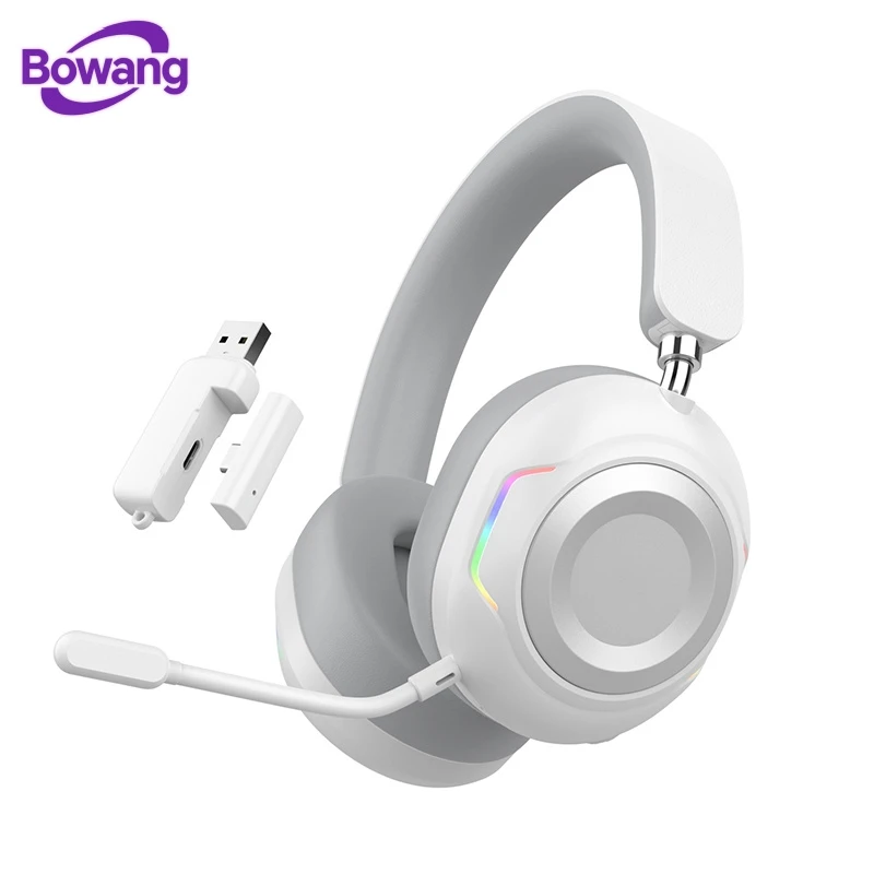2.4G Wireless Gaming Headset Low Latency Over Ear Gaming Headphones with Detachable HD Microphone for PC Laptop Gamer