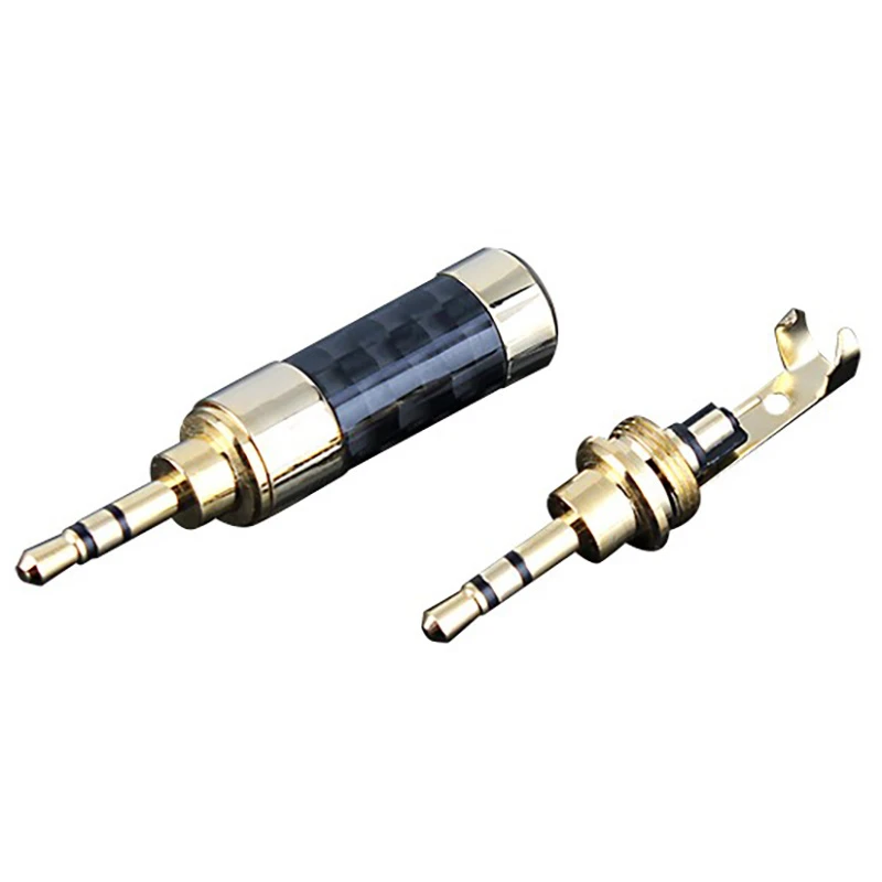 2.5mm Stereo Plug Connector Carbon Fiber Audio Adapter Golden-Plated