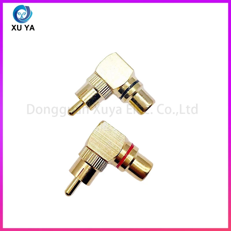 2 Pack Pure Copper RCA Male to Female 90 Degree Right Angle Adapter, L-Shaped Elbow for AV Audio Cable Connection