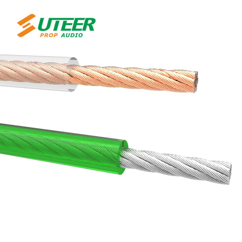 2 X 1.5 mm2 Transparent & Green Parallel Speaker Cable / Wire 15 AWG