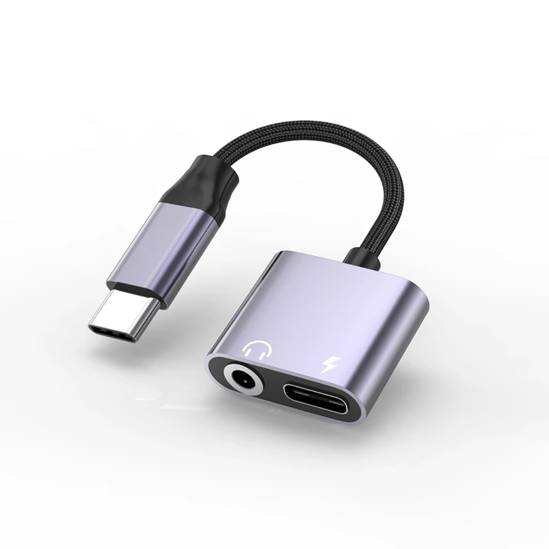 2 in 1 Type C to 3.5mm Analog Transfer Earphone Headphone Audio Jack Adapter
