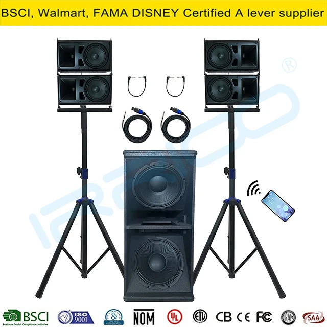 2000W High Powered Professional Audio PA Line Array Speaker System with Dual 12″ Active Subwoofer with 2 Satellite Bt Karaoke Bocina
