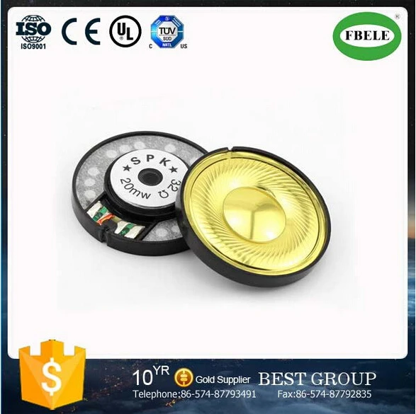 2015 Gold Plated 115dB New Type 40mm Round Speaker 32ohms