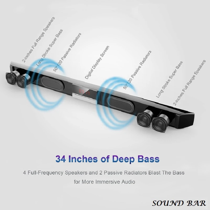 2022 New Arrival Miboard 2.0 Channel Soundbar Bluetooth Version 5.0+EDR Speaker LED Light Flashing for Home Theater System Speaker with DSP Audio