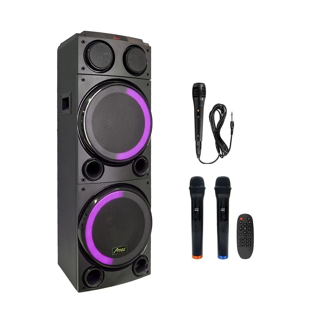 2023 Hot Selling Double 10 Inch Trolley Outdoor Blue Tooth Speakers with LED Lights