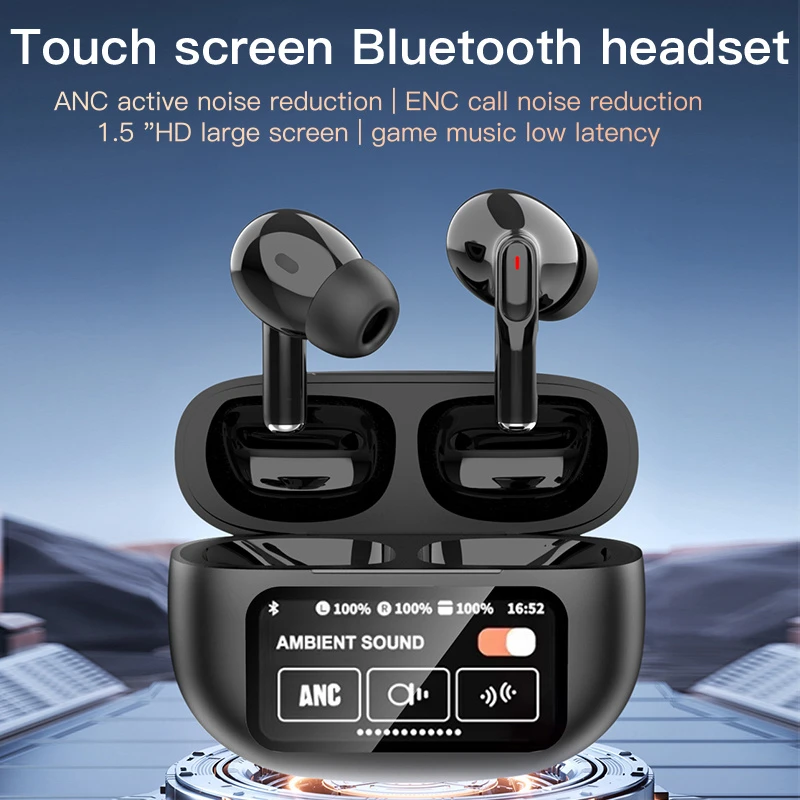 2024 A9plus LCD Touch Screen V5.4 Bluetooth Headset Anc+Enc Intelligent Noise