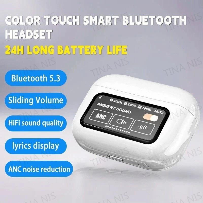 2024 New Design A9 PRO Wireless Bt Earbuds with Touch Color LED Screen in Ear Anc Noise Canceling Headphones