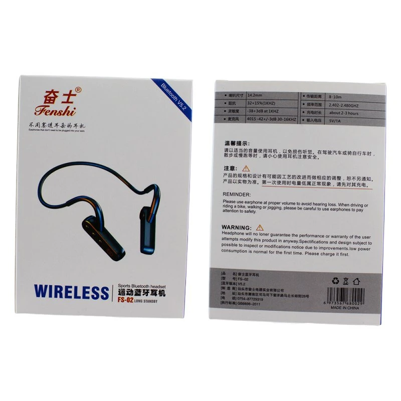2024 New Fs-02 Bone Conduction Headphones Wireless Neckband Earphones Sport Headset Tws Open Ear Gamer Earbuds Custom Logo
