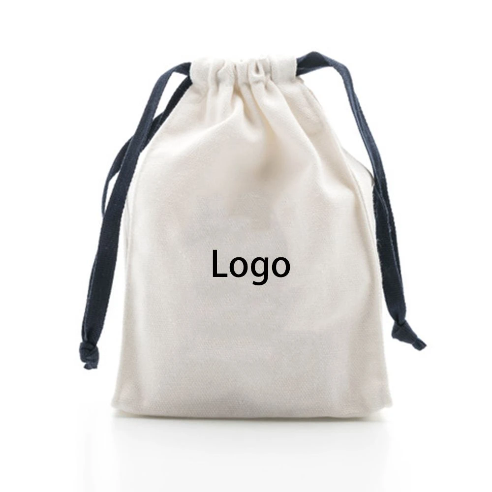 2025 6oz Soft Calico Muslin Cotton Cloth Drawstring Bag with Custom Logo