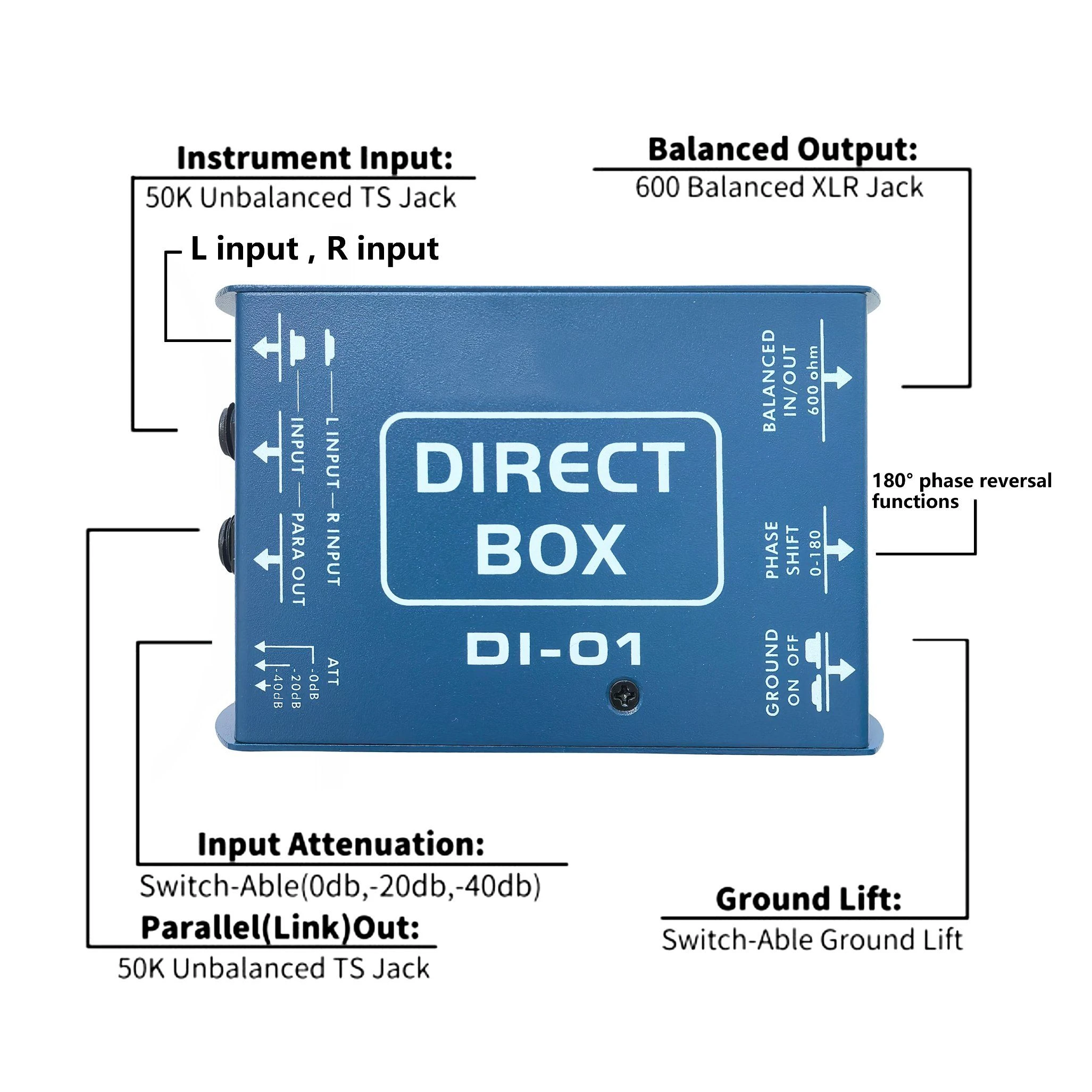 2025 New Design Single Channle Passive Direct Box Di-01 Audio Convert Box
