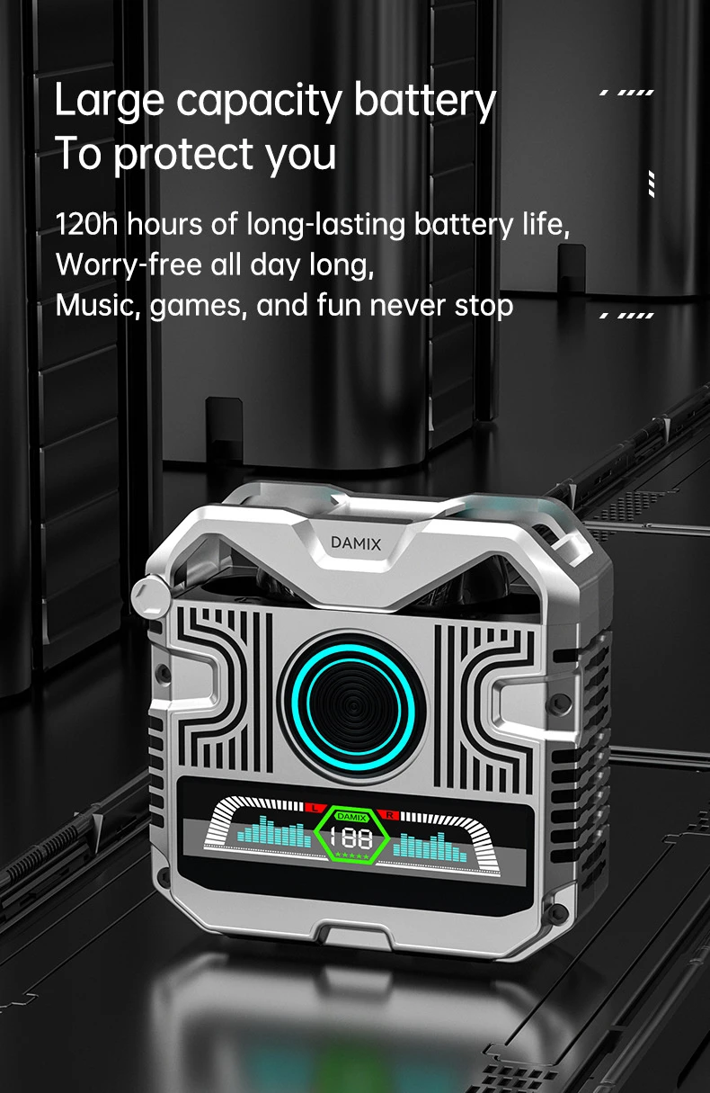 2025 Newest Factory Design for Gaming Earphones LED Display Screen with Large Battery Upgrated Noise Reduction Wireless Earphones