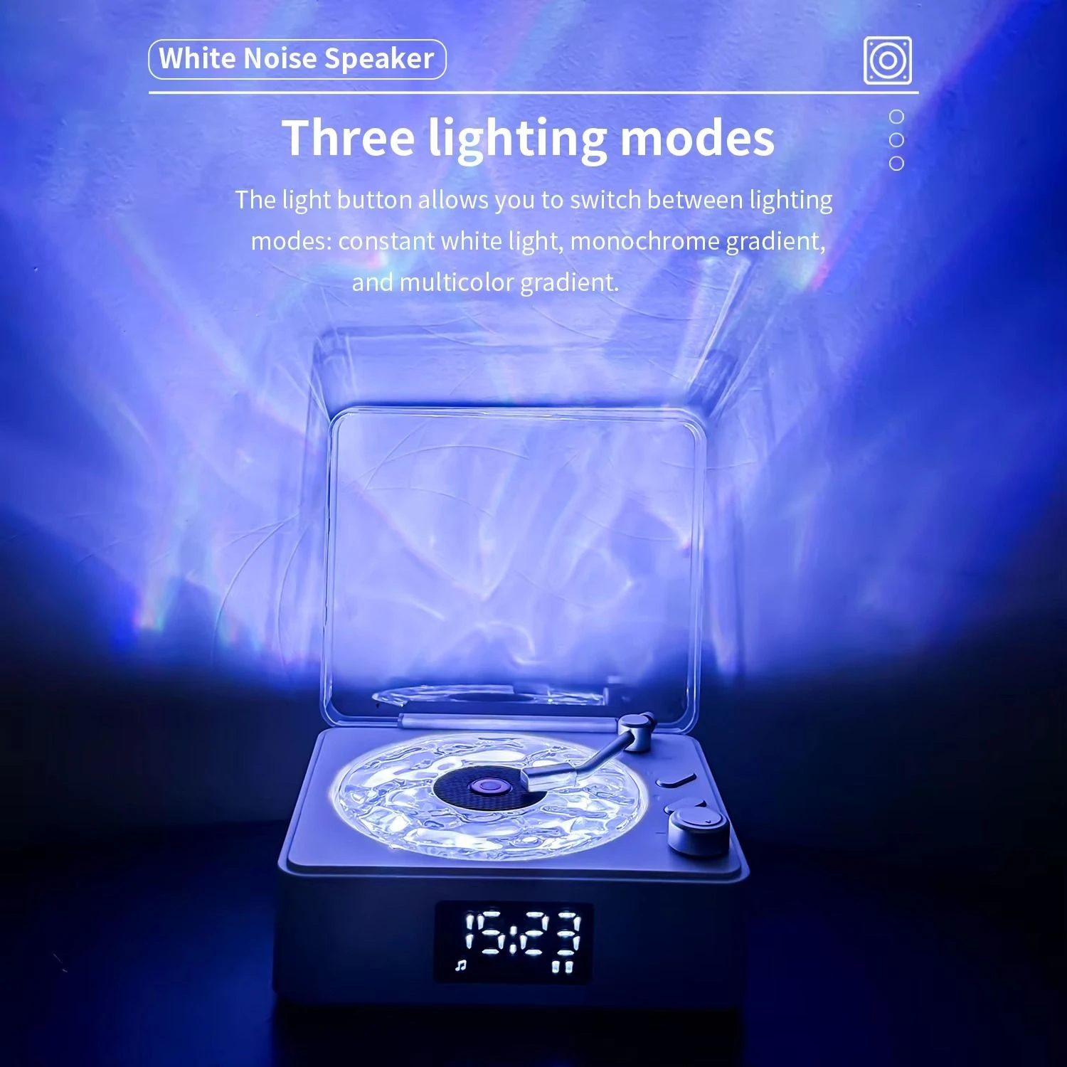 2025 Ocean Waves Vinyl White Noise Wireless Connectivity Mini Record Player Atmosphere Night Light Line Array Sound Bluetooth Speaker