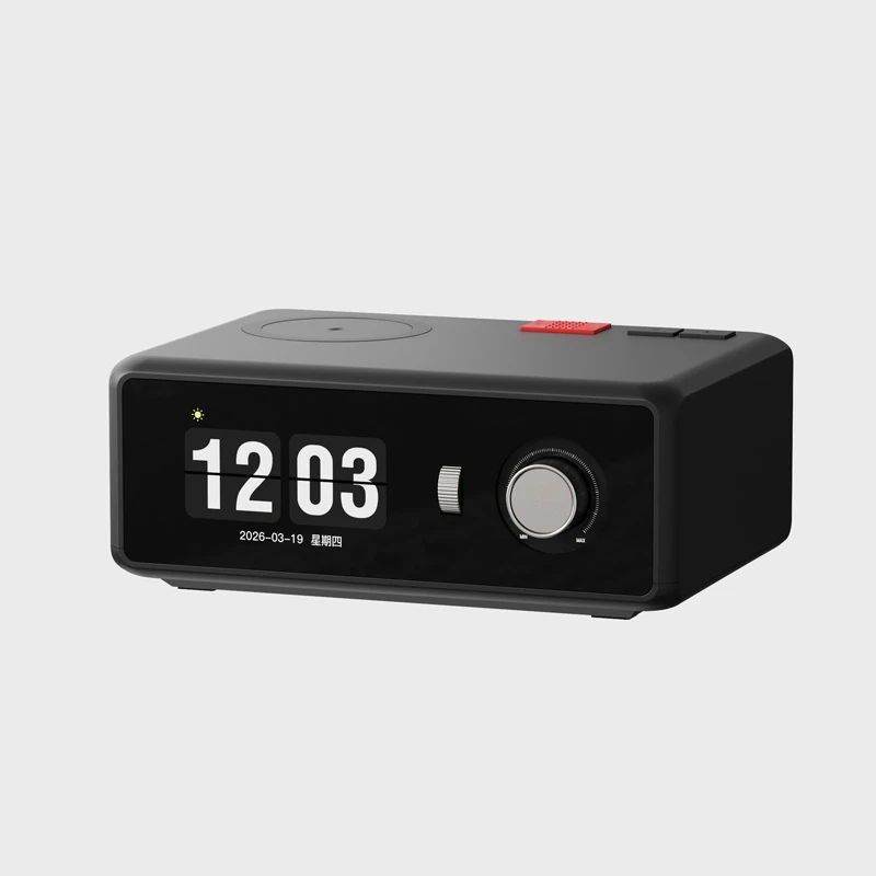2026 New Wireless Charging Portable Desktop with Lyrics Display Clock and Light for Home Office Bluetooth Speaker