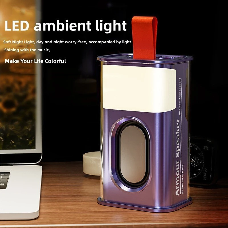 2026 Portable 5W Mecha Bluetooth Speaker LED Ambient Light Type-C Rechargeable Mini Wireless Speaker