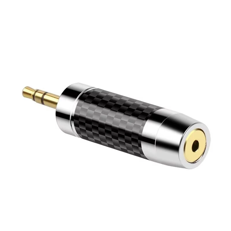 24K Gold Plated Carbon Fiber Shielded 3.5mm Audio Adapter for Audiophile Balanced Headphone System