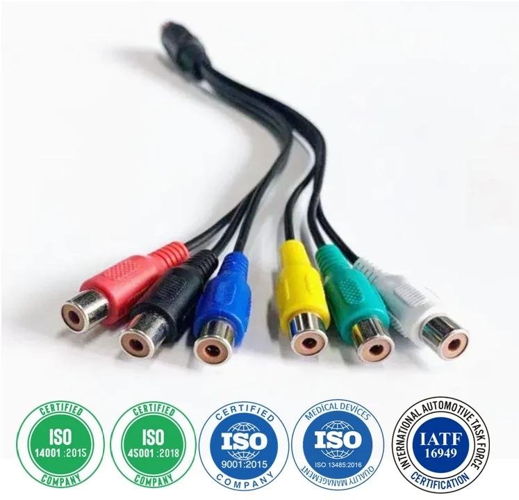 28cm 8 Pin Male DIN Plug to 6 RCA Female Audio Cable RGB Composite Video Cable