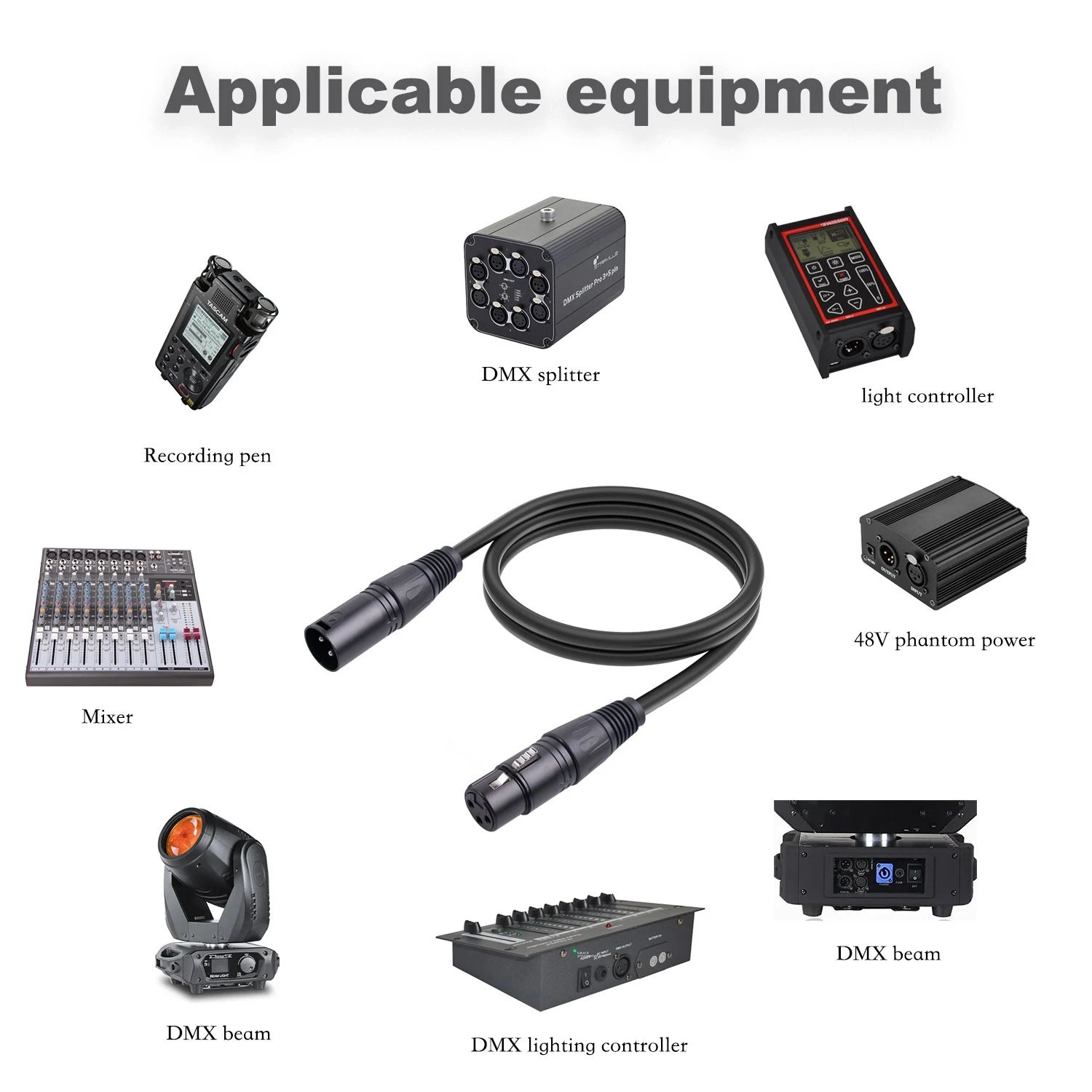 2FT 4FT 6FT 8FT 12FT 20FT Microphone Snake Cable Powercon 3 Pin XLR Snake Cable Microphone Balanced Audio Cable