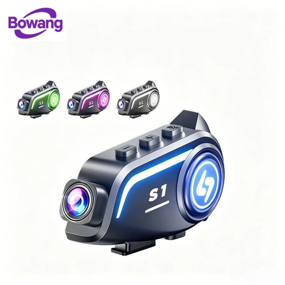 2K HD Motorcycle Bluetooth Headset Camera IP67 Waterproof Dash Cam Anti-Shake Loop Recording Helmet Intercom