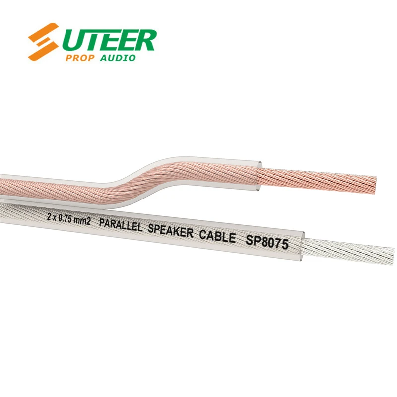 2X0.75 mm2 Transparent Gold Silver Speaker Cable Wire 18AWG OFC