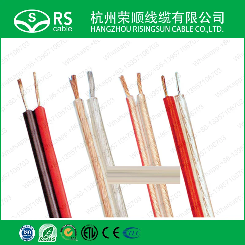 2X1.0mm2; 2X1.5mm2; 2X2.0mm2; 2X2.5mm2; Parallel Twin Flat Wire/Speaker Cable