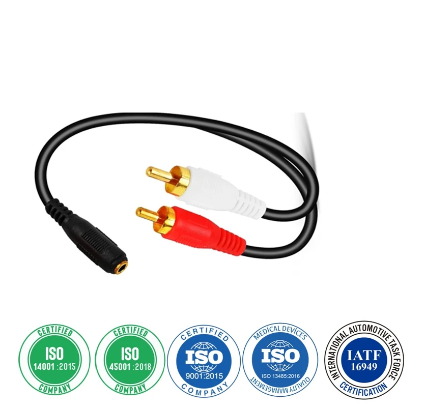 3.3.5mm to RCA Stereo Audio Video Cable Assembly