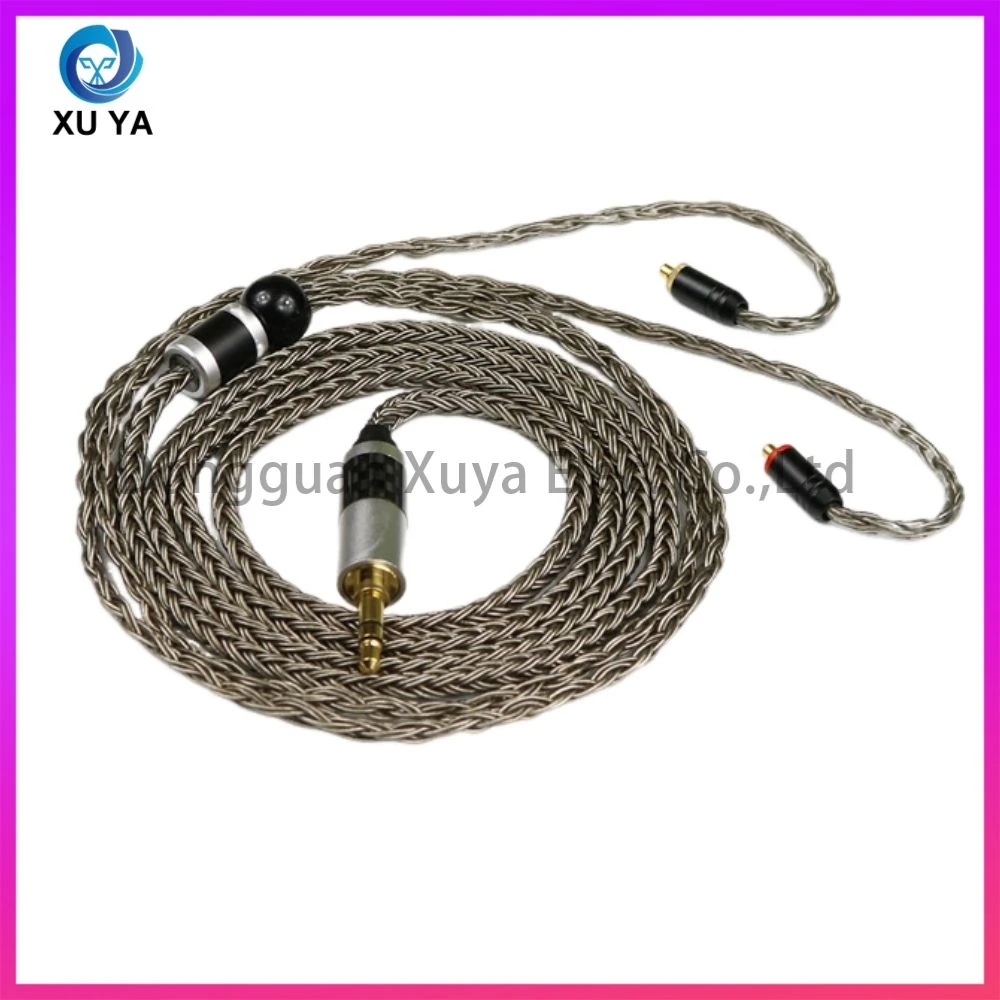 3.5 mm Male 16 Cores Braided Silver Plated Copper Headset Earphone Cable Audio Aux Balance Cable