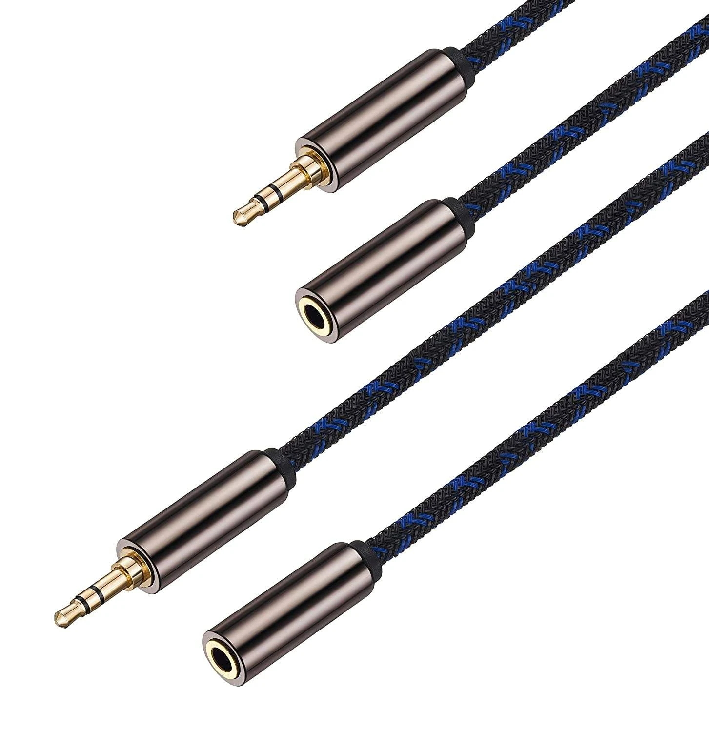 3.5mm Audio Jack Cable Extension Wire Aux Black Braid Stereo Earphone Cable Gold Plated Male Female 2 Years for Speaker