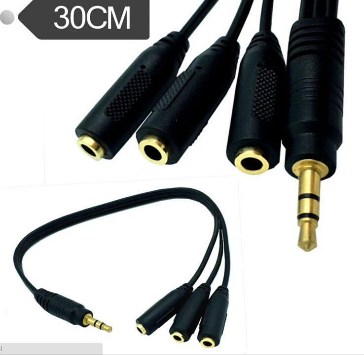3.5mm Audio Splitter Cable – 1 Male to 3 Female Y Connector