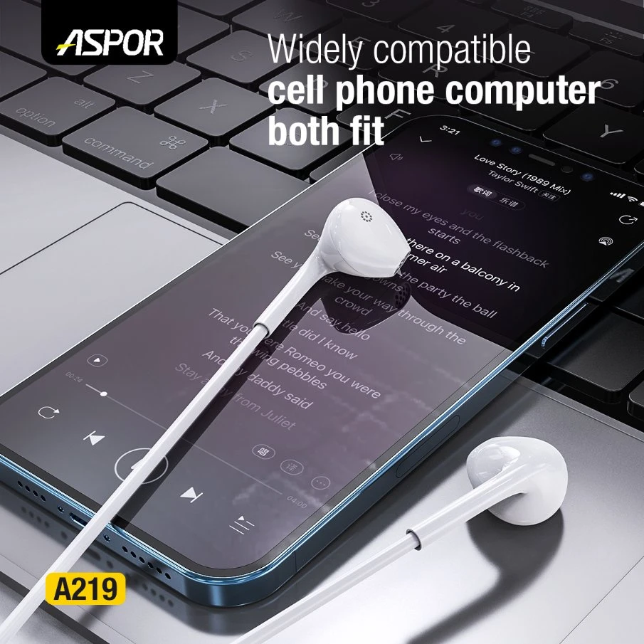 3.5mm Earphone Wired Original Earphone in-Ear Portable Bass Sport Wired Earphone with Mic Black&White Available Factory Supply Handsfree
