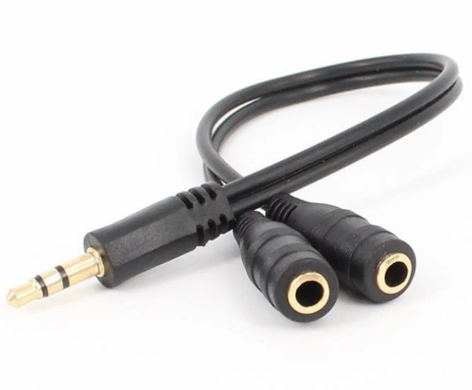 3, 5mm Male to 2X3.5mm Female Headphone Aux Cable