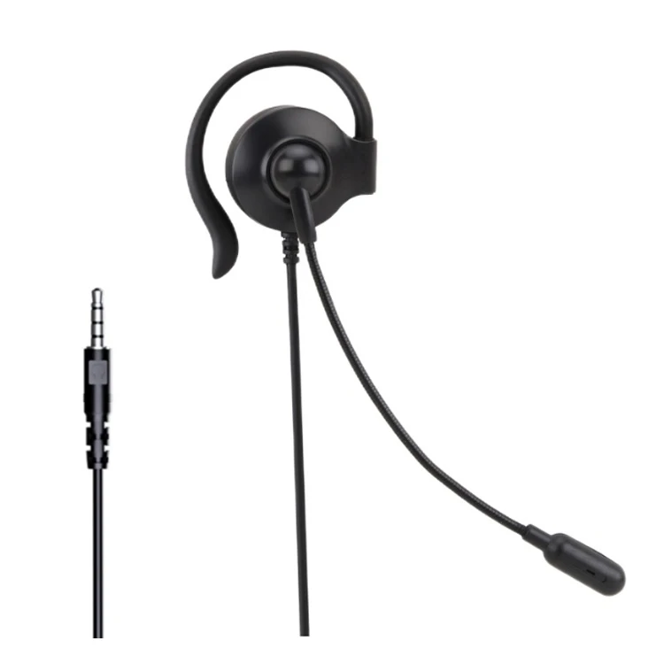 3.5mm Mono One Ear Earphone Single Side Ear Hook Earphone with Mic for Skype Computer PC