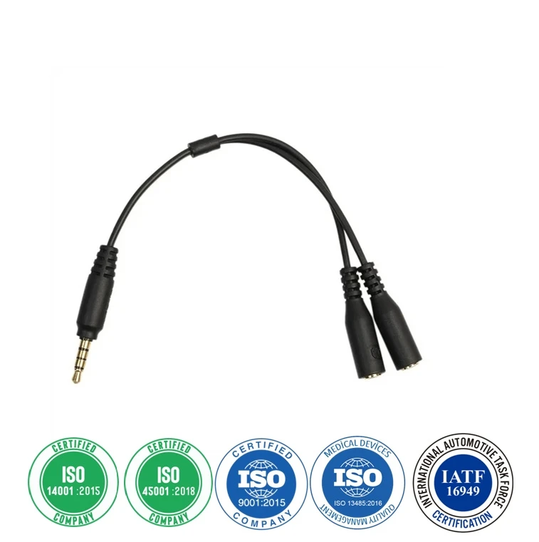 3.5mm Stereo Jack Headphone Y Splitter TPE Cable Lead 1 Male to 2 Dual Female