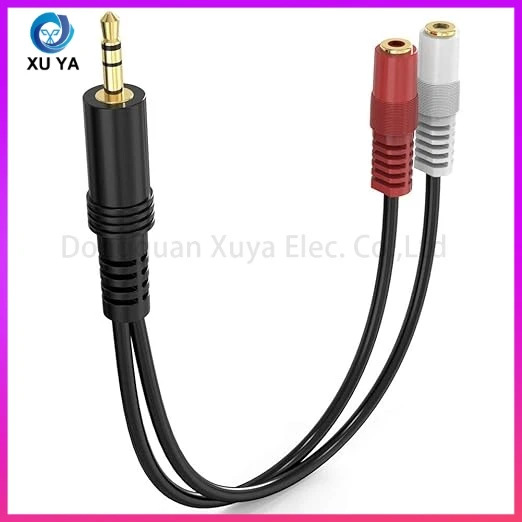 3.5mm Stereo Male to Dual Mono Female Audio Y Splitter Cable, Gold-Plated Connector Left Right Separate Channel Adapter for Speaker, Headphone