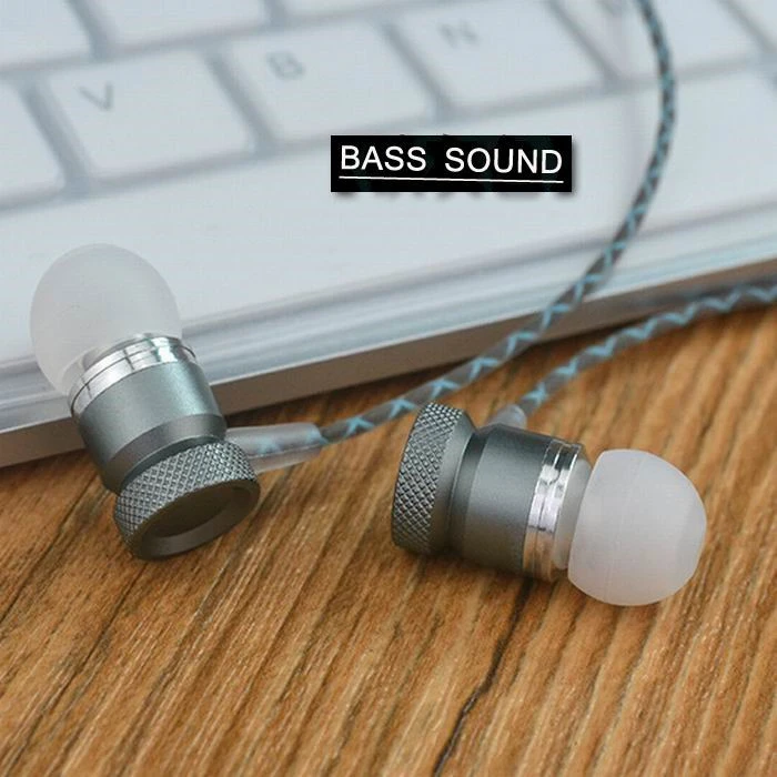 3.5mm Stereo Wired Earphone with Mic for Cellphone Metal Earplugs